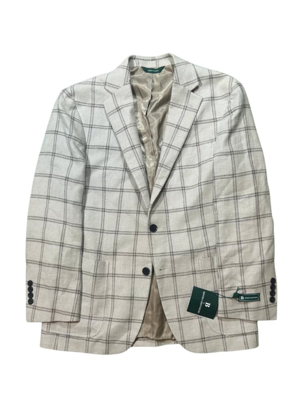 B By Brooks Brothers Tan / Beige Plaid Sport Coat Blazer Suit Jacket NWT 38S